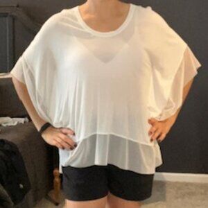 BCBG White Small Semi-Sheer Tunic